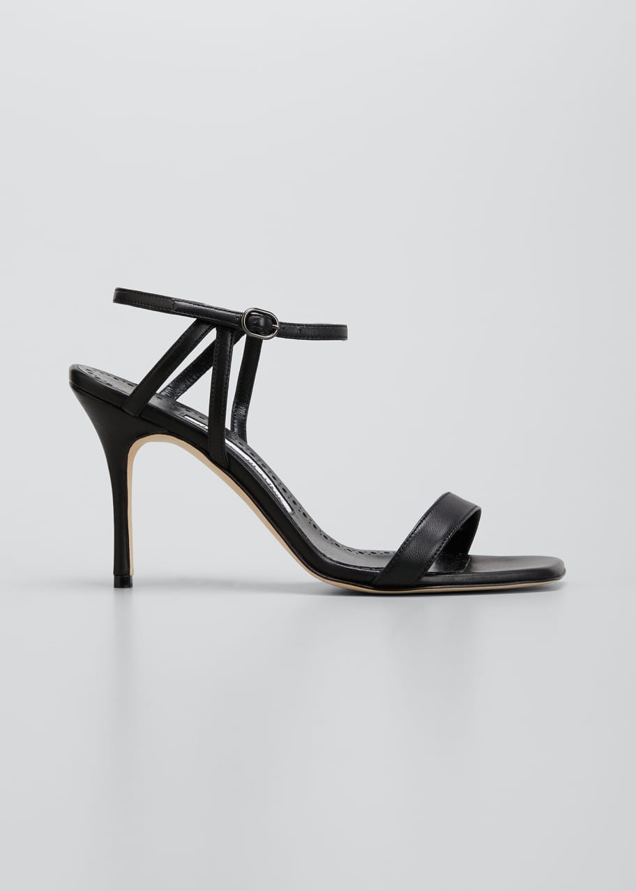 Manolo Blahnik Elvirapla Leather Ankle-Strap Sandals - Bergdorf Goodman