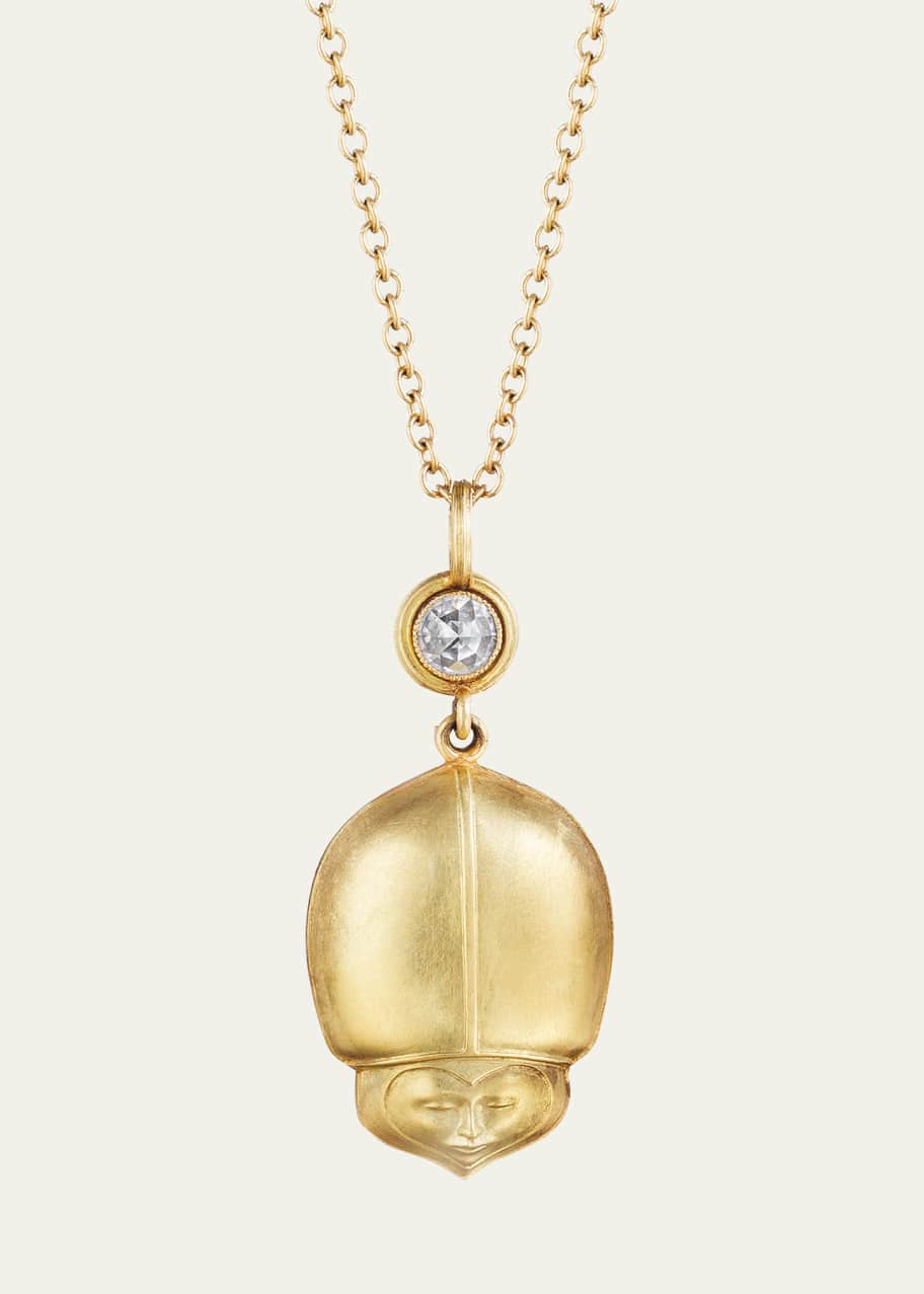 Image 1 of 1: Ladybug Pendant 18K Yg, Sapphire, Rose Cut Diamond 0.15Ct