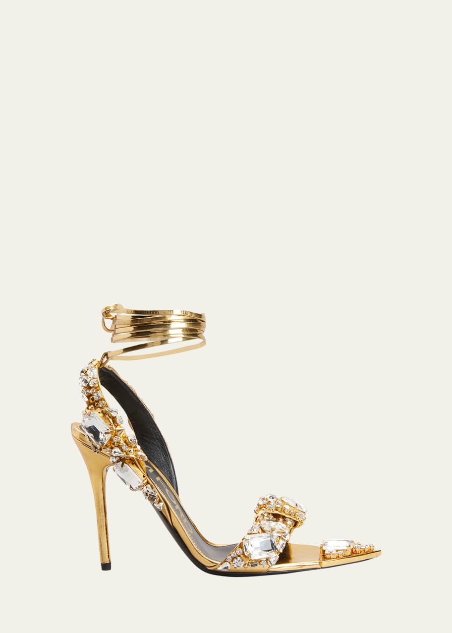 Introducir 46+ imagen tom ford gold heels with rhinestones