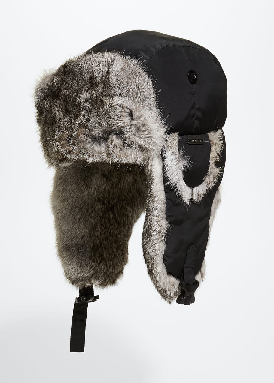 Crown Cap Men s Arctic Taslan Aviator Hat w Rabbit Trim
