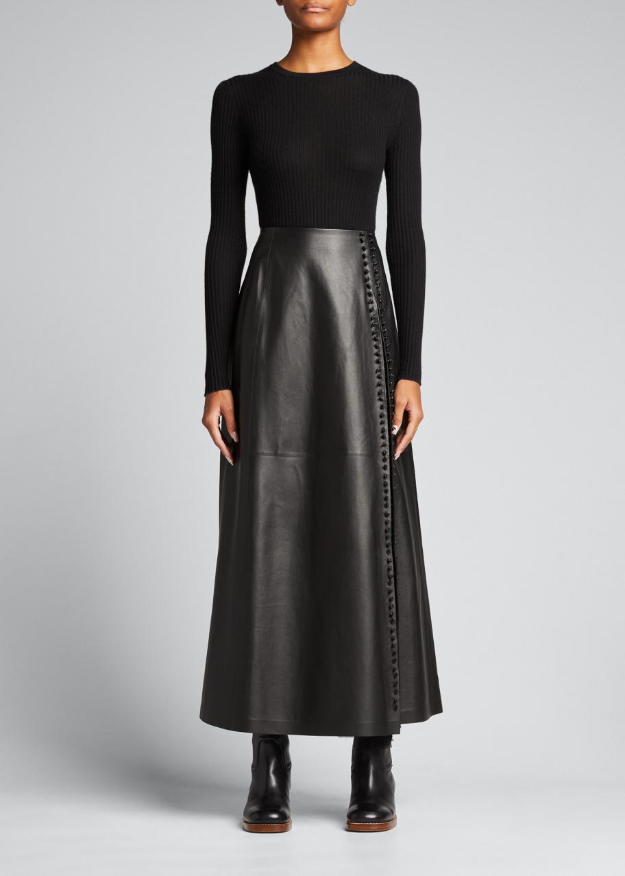 Gabriela Hearst Mary Lace-Up Leather Skirt - Bergdorf Goodman