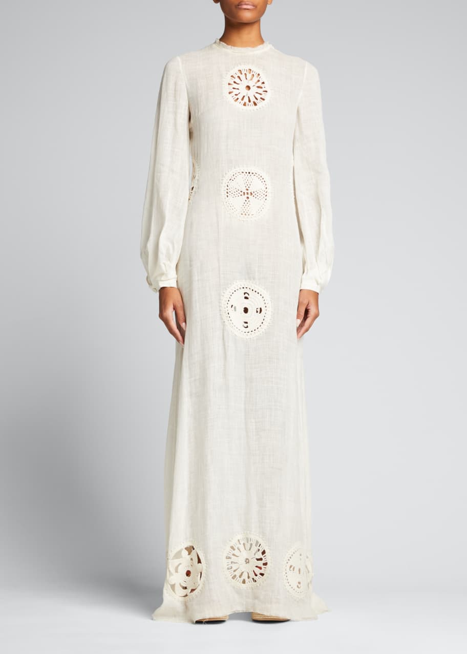 Gabriela Hearst Alex Crochet Cutout Linen-Silk Maxi Dress