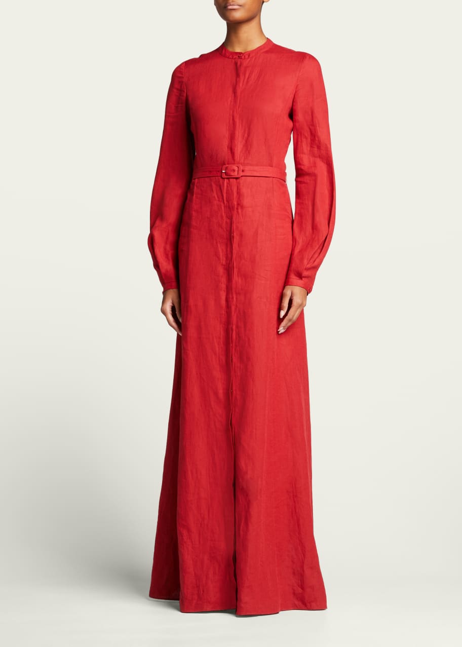 Gabriela Hearst Massey Belted Linen Maxi Dress - Bergdorf Goodman