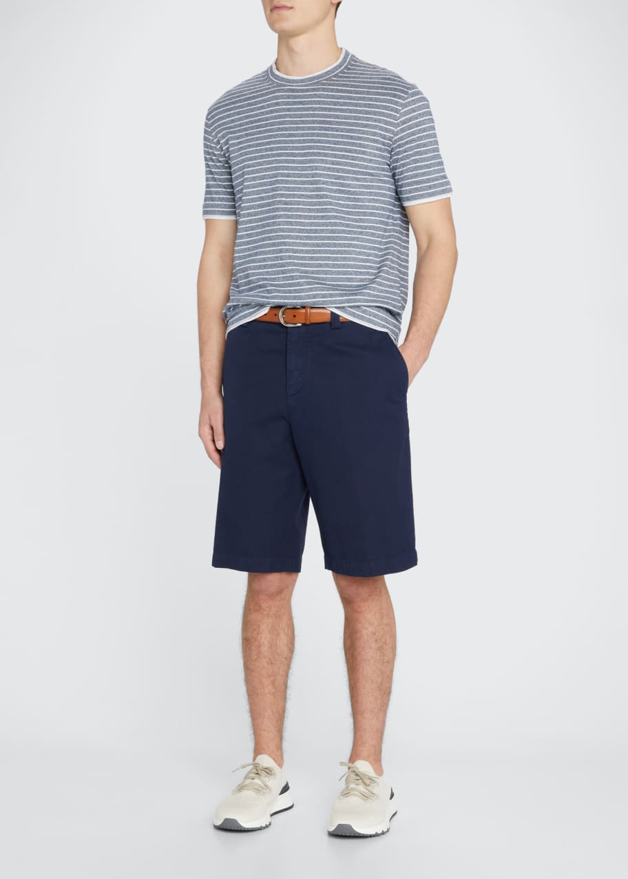 Brunello Cucinelli Mens Cotton Linen Stripe T Shirt W Tipping Bergdorf Goodman 8061