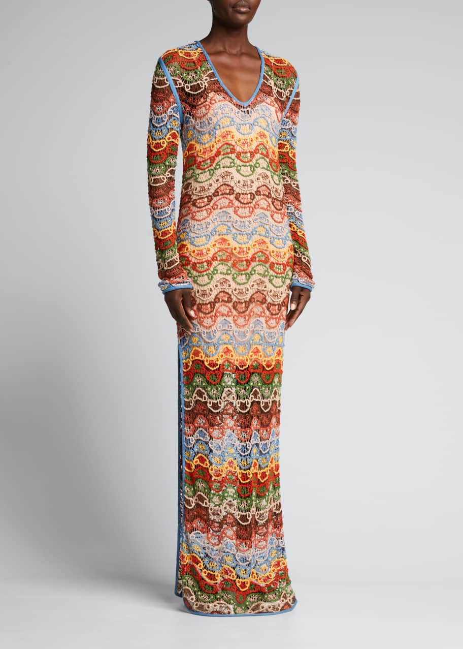 Gucci Long-Sleeve Crochet-knit Dress