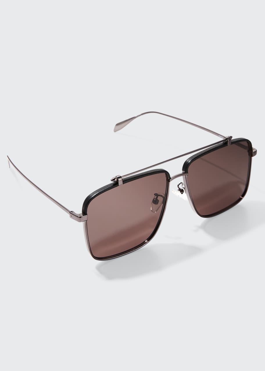Alexander McQueen Men's Metal Aviator Sunglasses Bergdorf Goodman