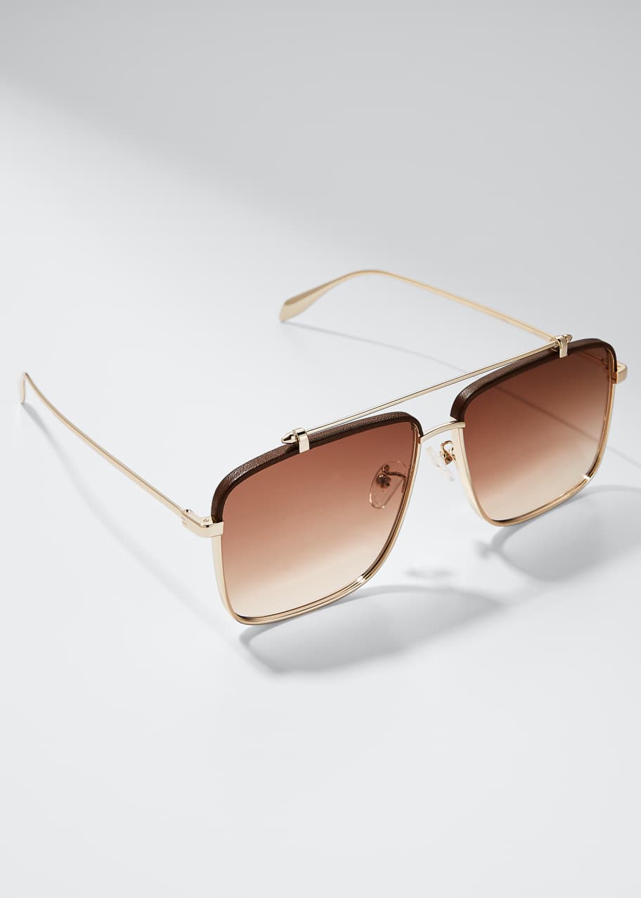 Alexander McQueen Men's Metal Aviator Sunglasses - Bergdorf Goodman