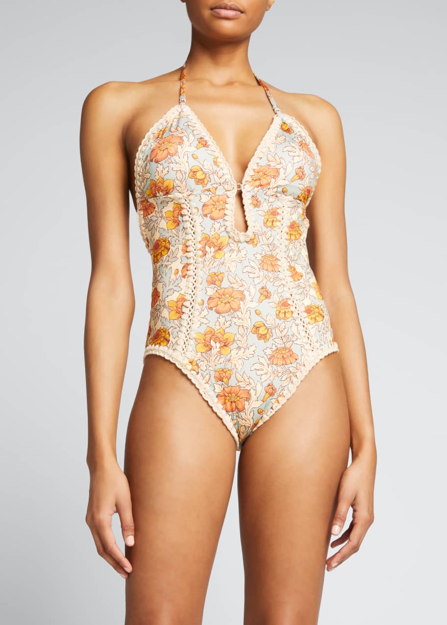 Zimmermann Andie Keyhole Crochet One-Piece Swimsuit