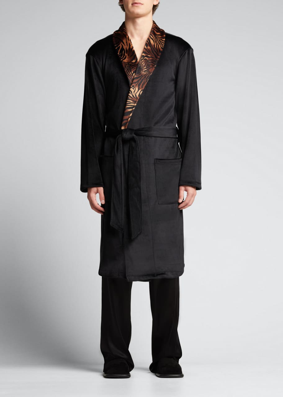 Natori Men's Tiger Stripe Velour Robe Bergdorf Goodman