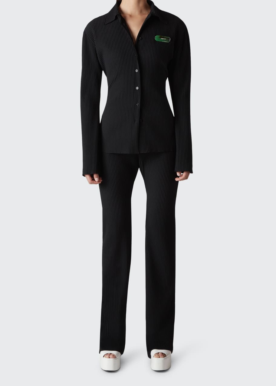 Coperni Logo Pleated Button-Down Shirt - Bergdorf Goodman