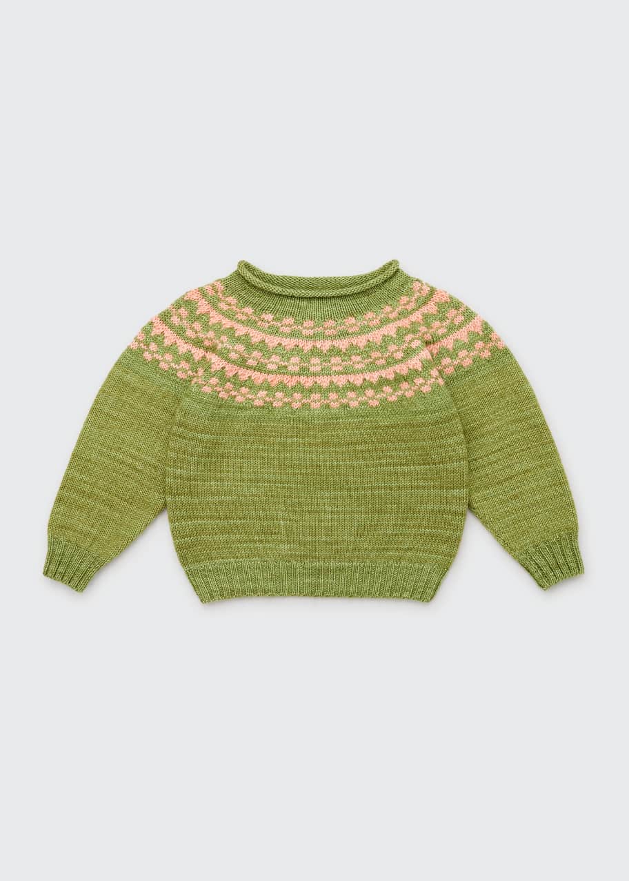 Girl's Hand-Dyed Merino Fair Isle Sweater, Size 5-10