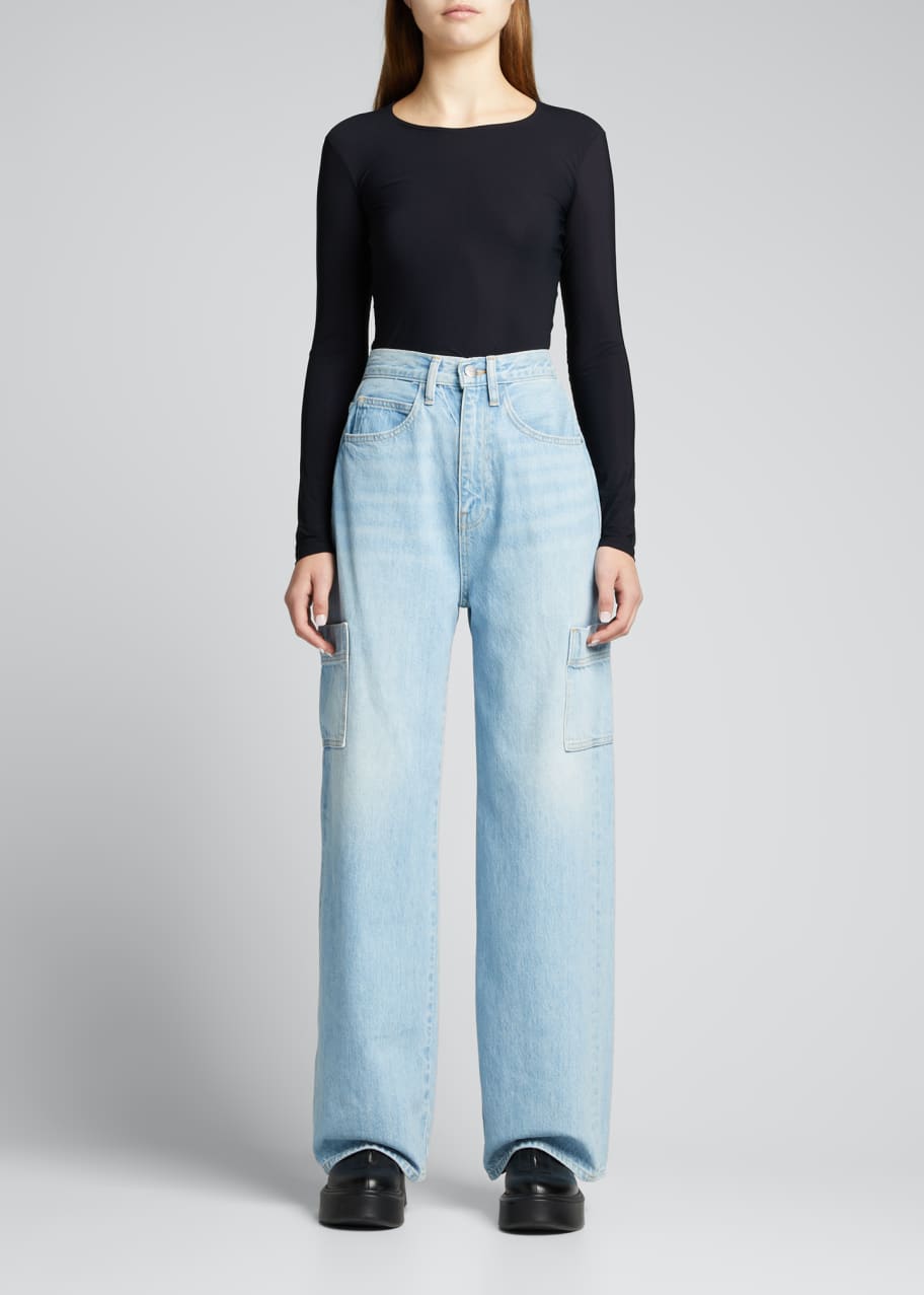 FRAME High-Rise Baggy Jeans w/ Patch Pockets - Bergdorf Goodman