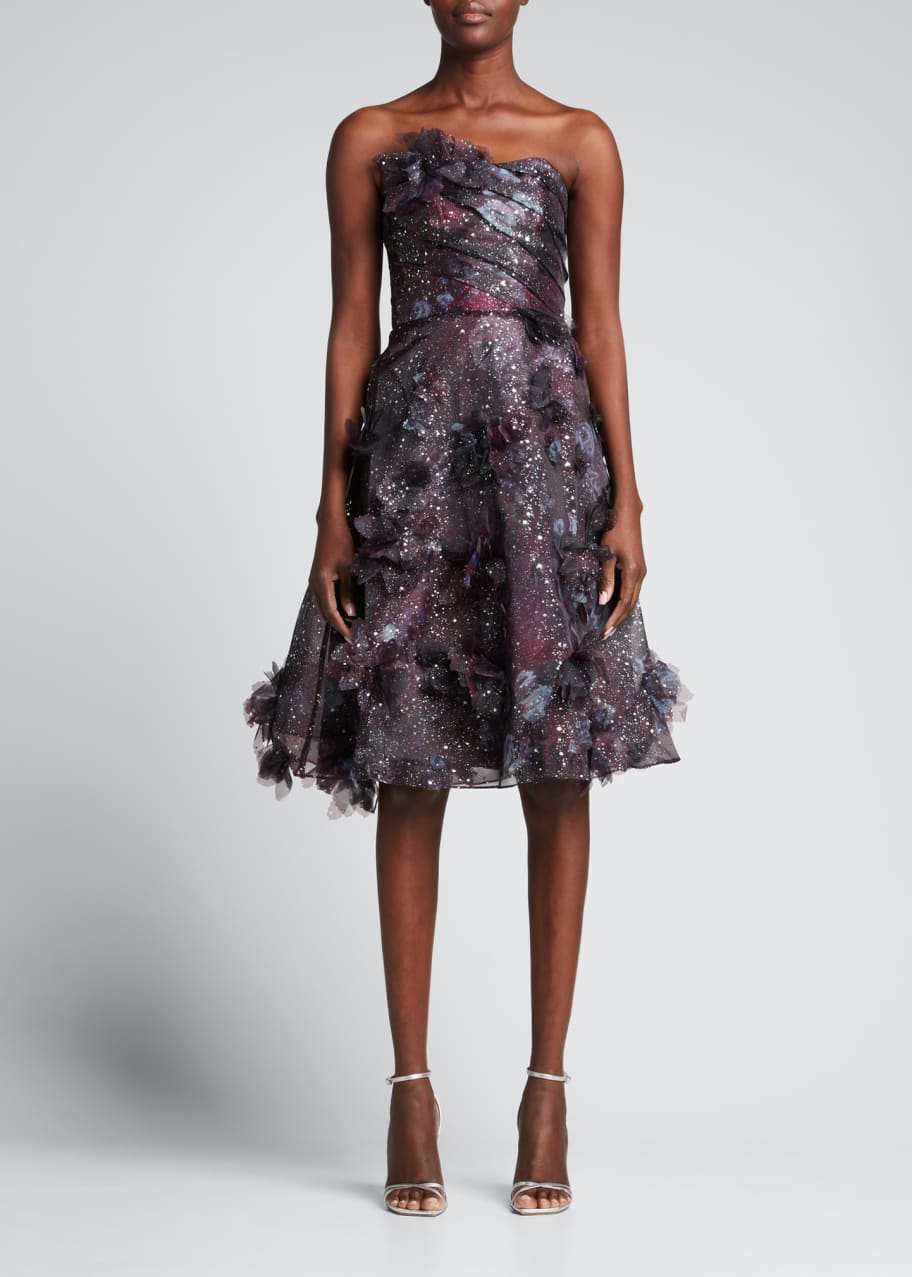 organza fit and flare dress Strapless Curved Neck Mini Organza Cocktail Fit & Flare Juliet JT7153H main image 1