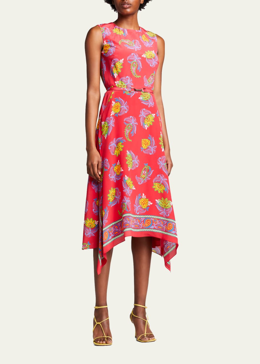 Ralph Lauren Collection Ryland Paisley Belted Midi Day Dress - Bergdorf ...