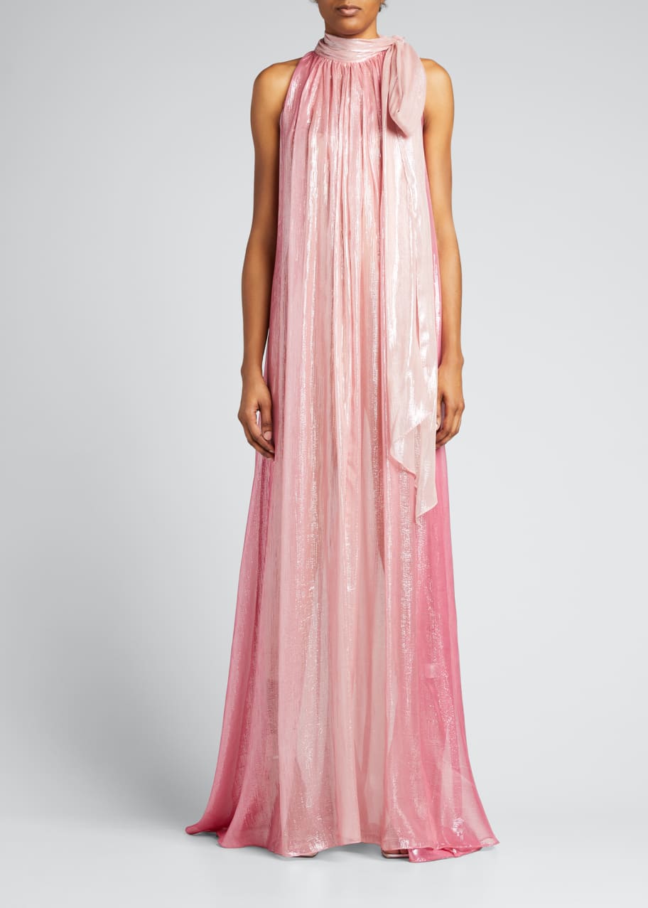 Halston Tay Metallic Chiffon Ombre Gown - Bergdorf Goodman