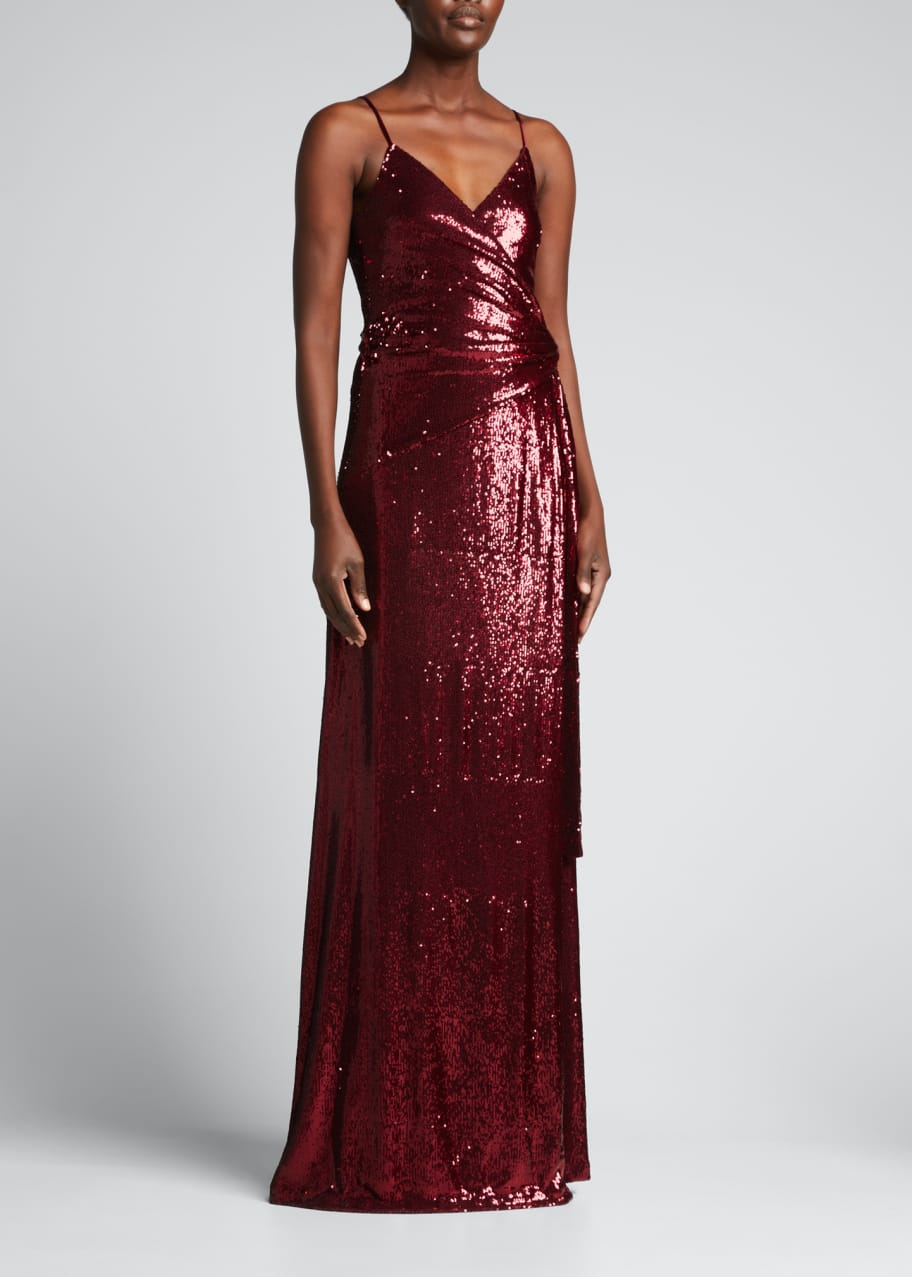 Halston Amiel Sequin Wrap Dress Bergdorf Goodman