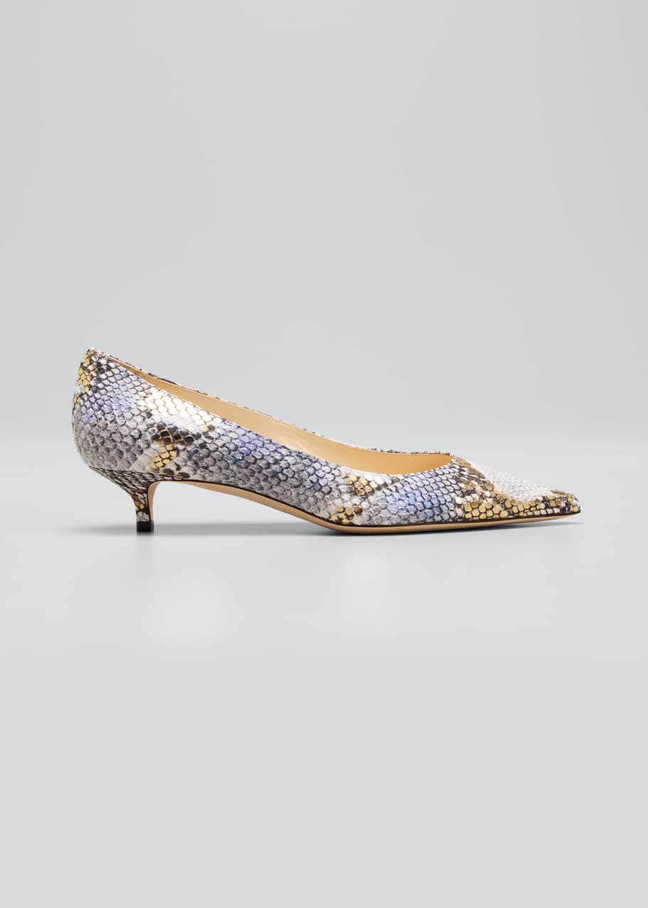 Jimmy Choo Amelia Embossed KittenHeel Pumps Bergdorf Goodman