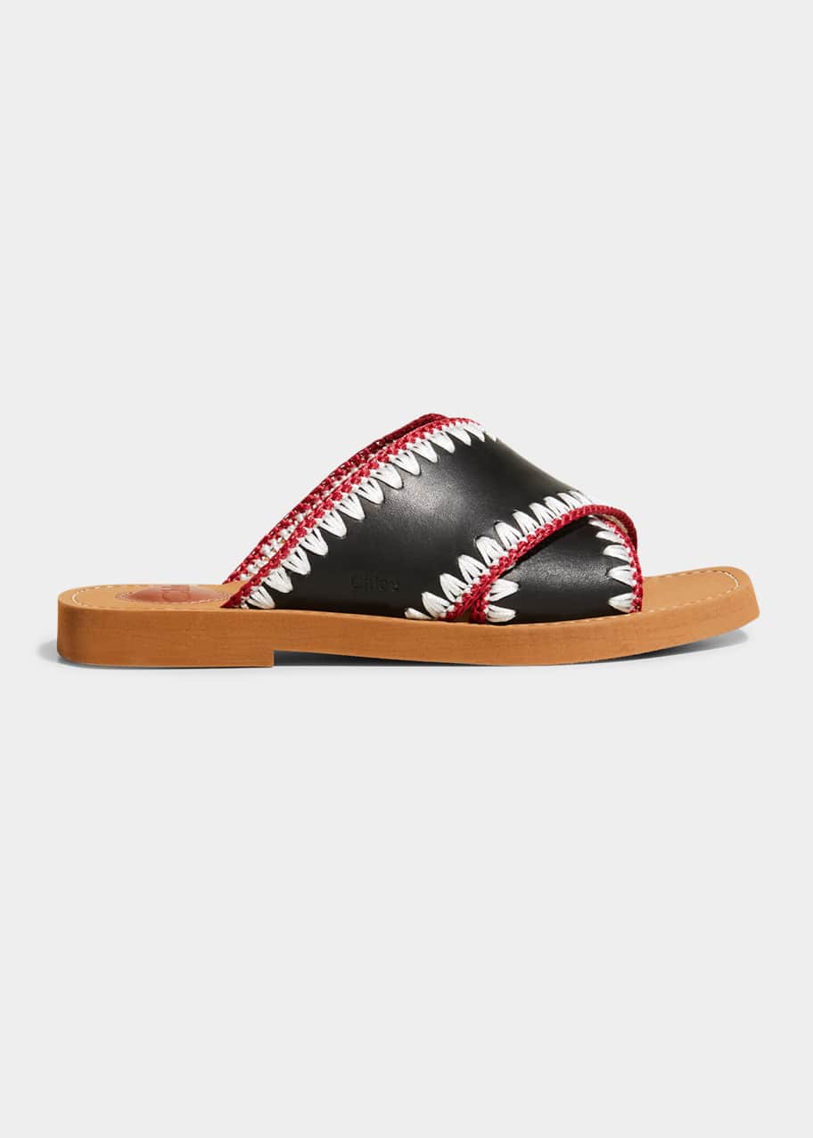 Chloe Woody Threaded Leather Crisscross Sandals Bergdorf Goodman