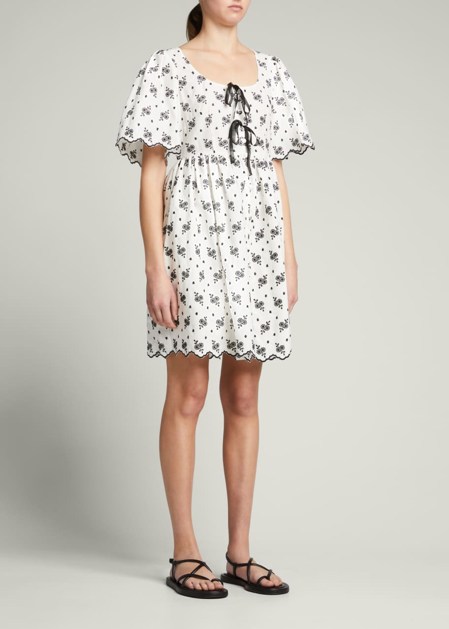 Evi Grintela Jane Floral-Embroidered Scallop Dress - Bergdorf Goodman