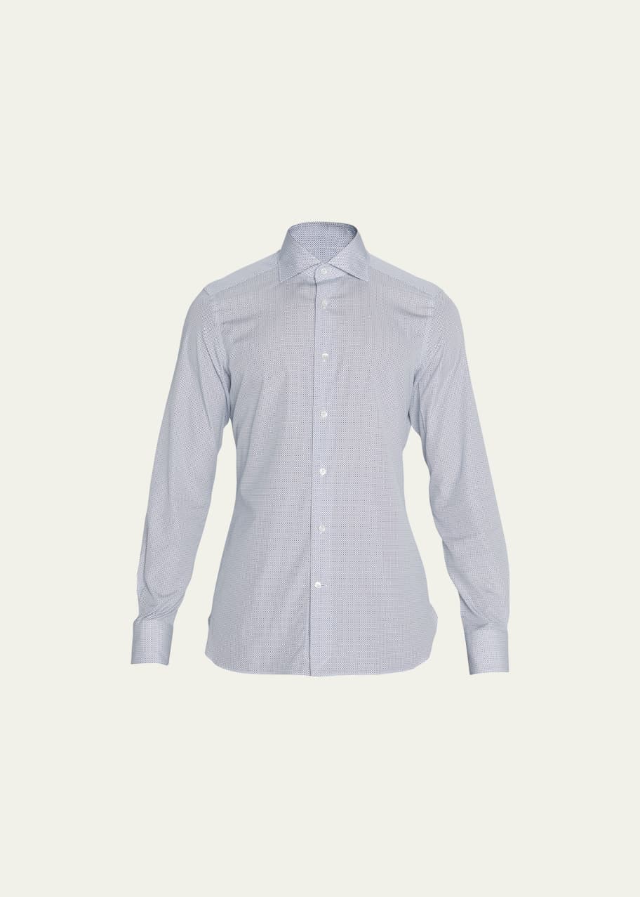 Image 1 of 1: Men's Micro-Dot Long Sleeve Dress Shirt
