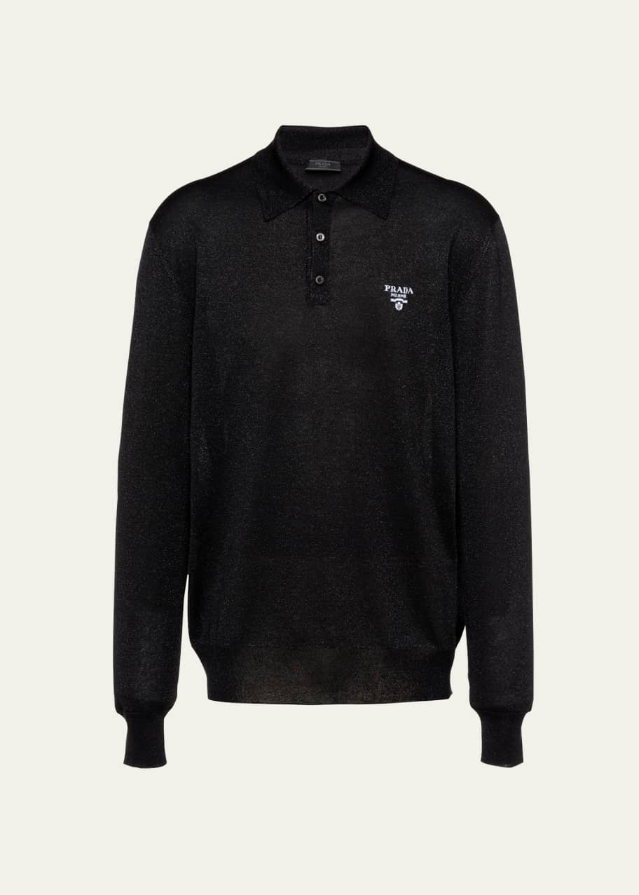 Men's Lurex Logo Polo Sweater