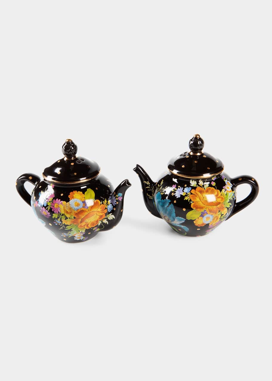 MacKenzieChilds Flower Market Teapot Salt & Pepper Shakers Set in