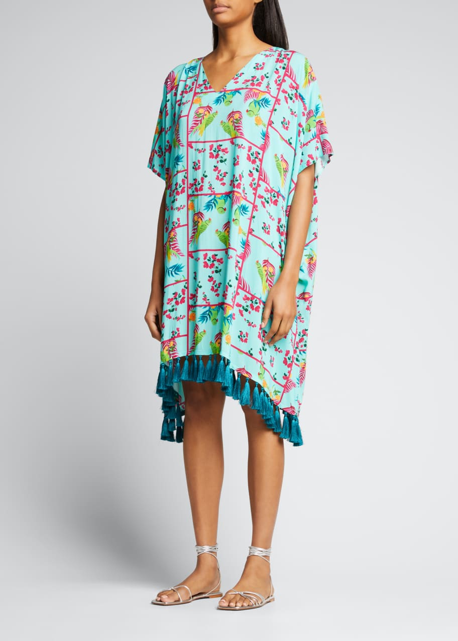 Verandah VNeck Short Tassel Kaftan Dress Bergdorf Goodman