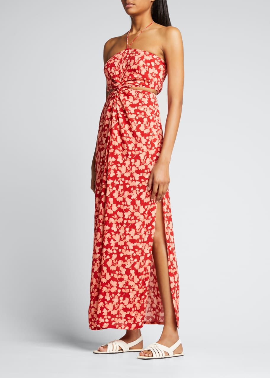 Image 1 of 1: Twisted Halter Floral Maxi Dress