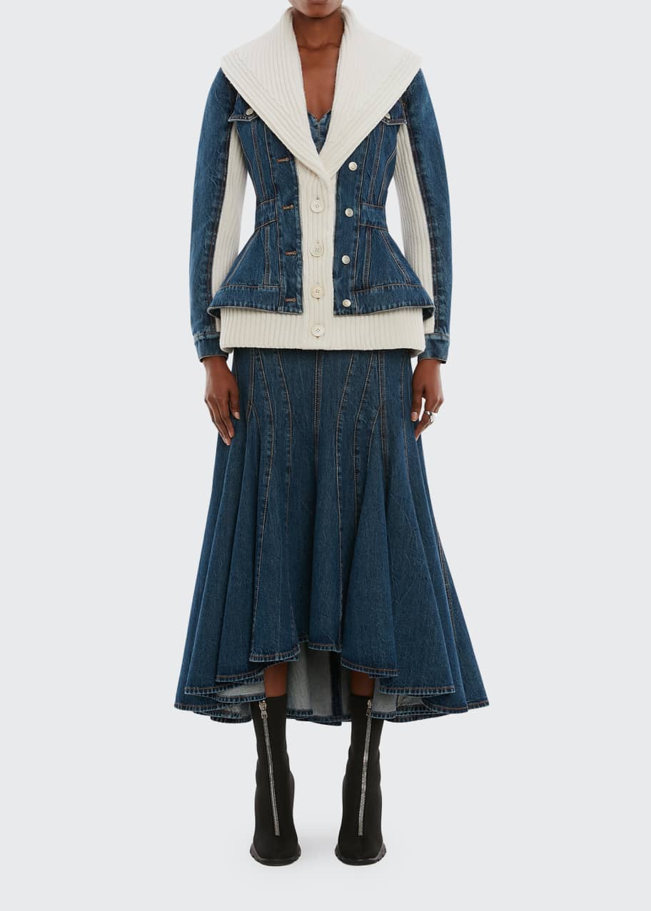 Alexander mcqueen denim peplum jacket cheap