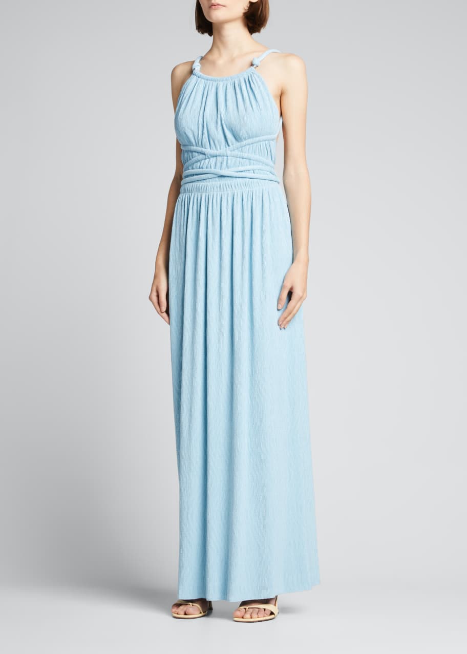 SIMKHAI Lillee Plisse Open-Back Gown - Bergdorf Goodman