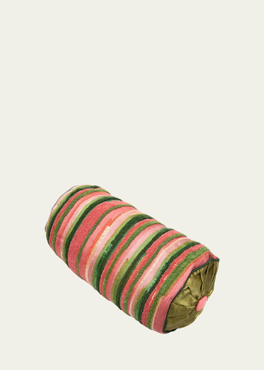 Image 1 of 1: Really Rosy Stripe Bolster Pillow