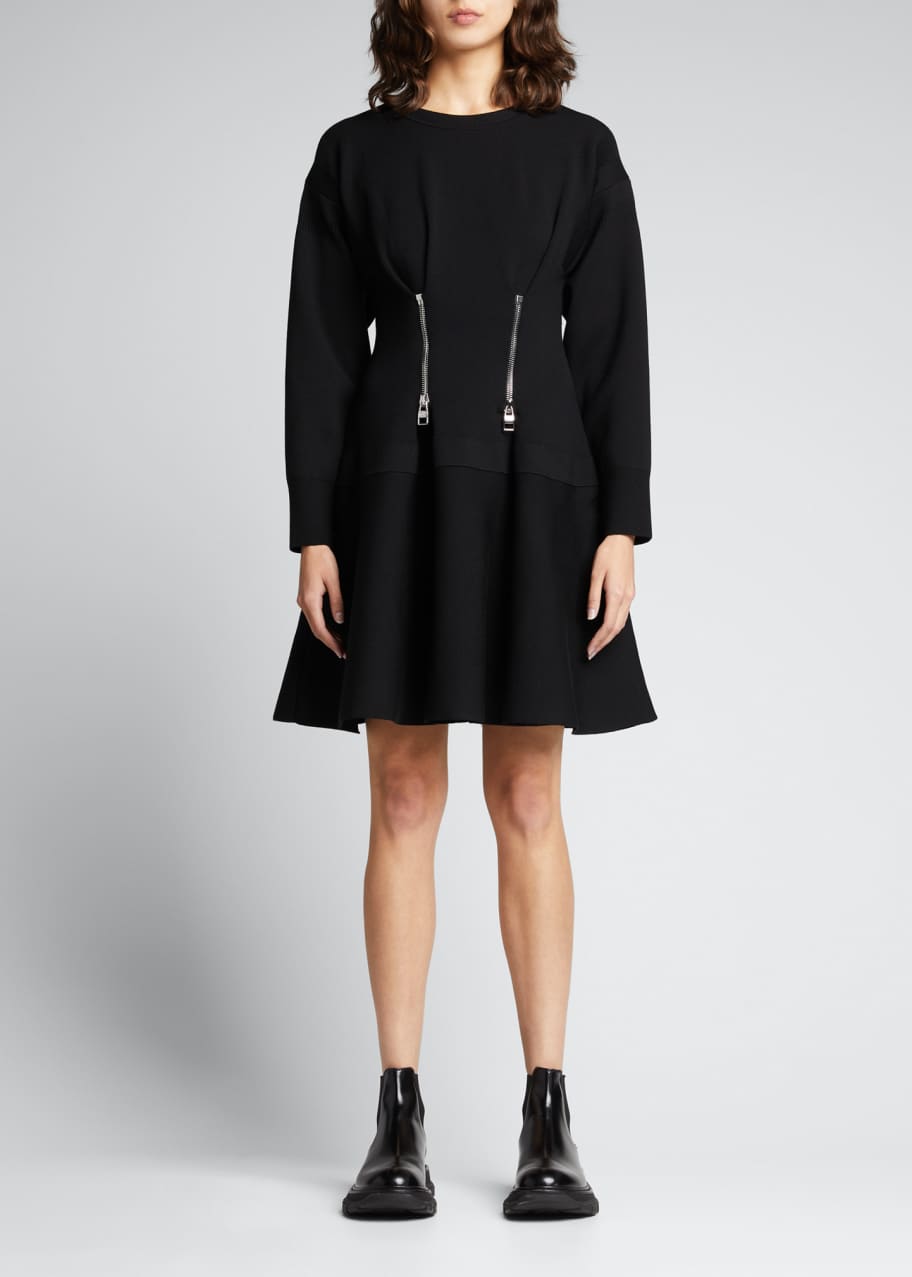 McQueen Puff-Sleeve Zipper Corset Mini Dress - Bergdorf Goodman
