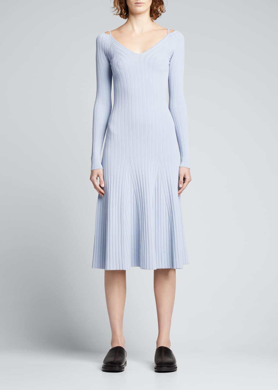 Proenza Schouler White Label Lightweight Rib-Knit V-Neck Midi Dress -  Bergdorf Goodman