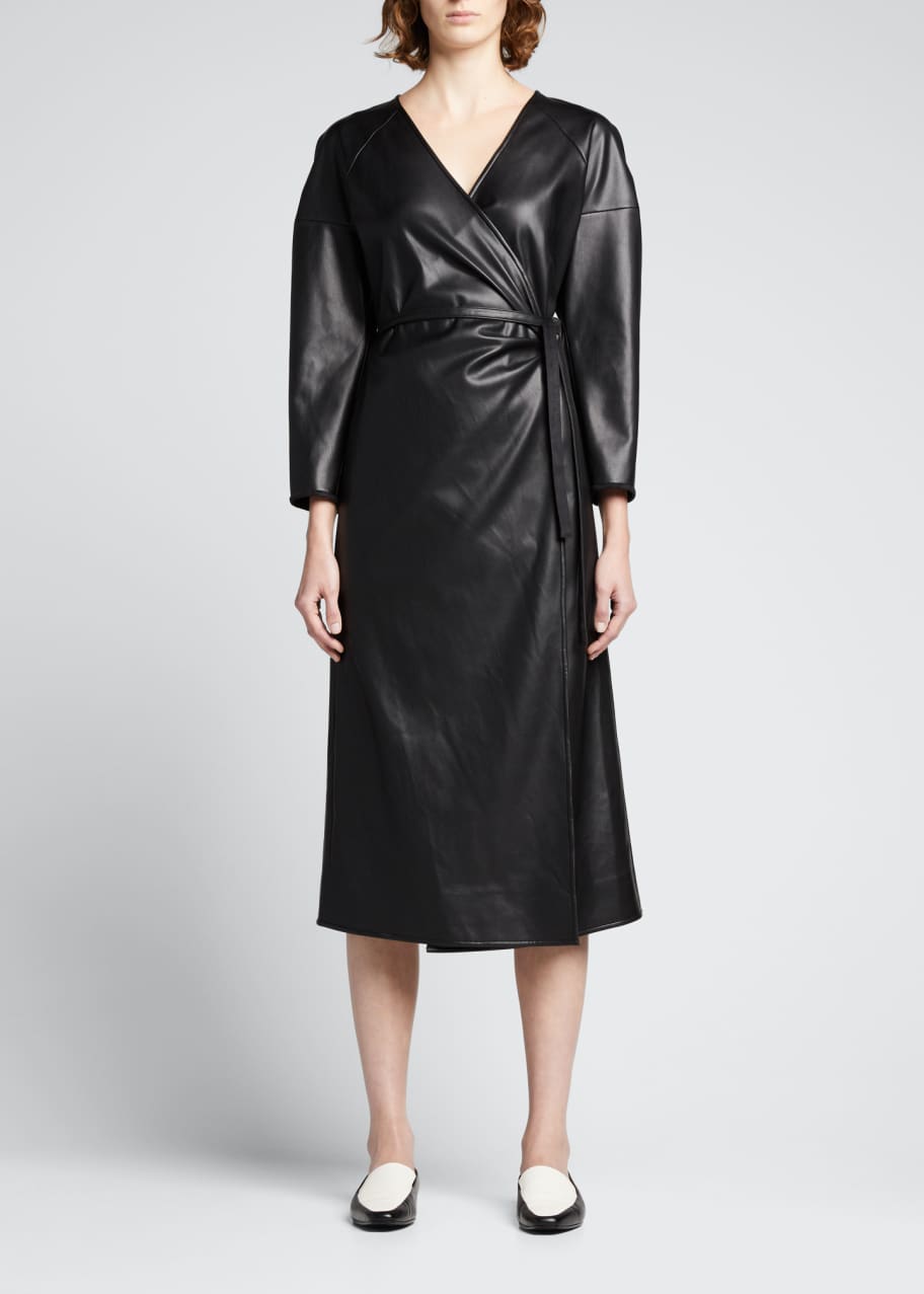 green emerald velvet dress Faux Leather Mini Dress – Penelope The Label main image 1