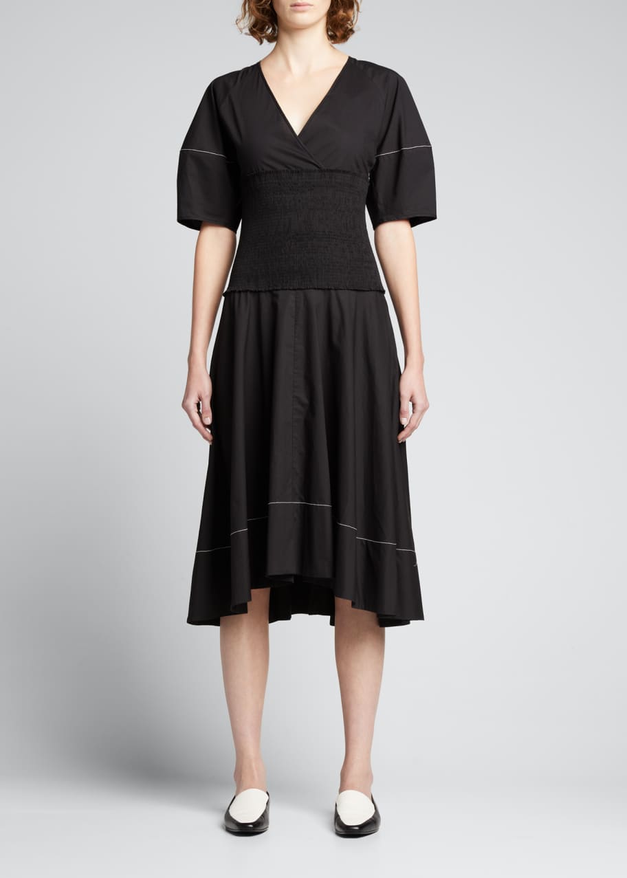 Proenza Schouler White Label Smocked Poplin Midi Dress - Bergdorf Goodman