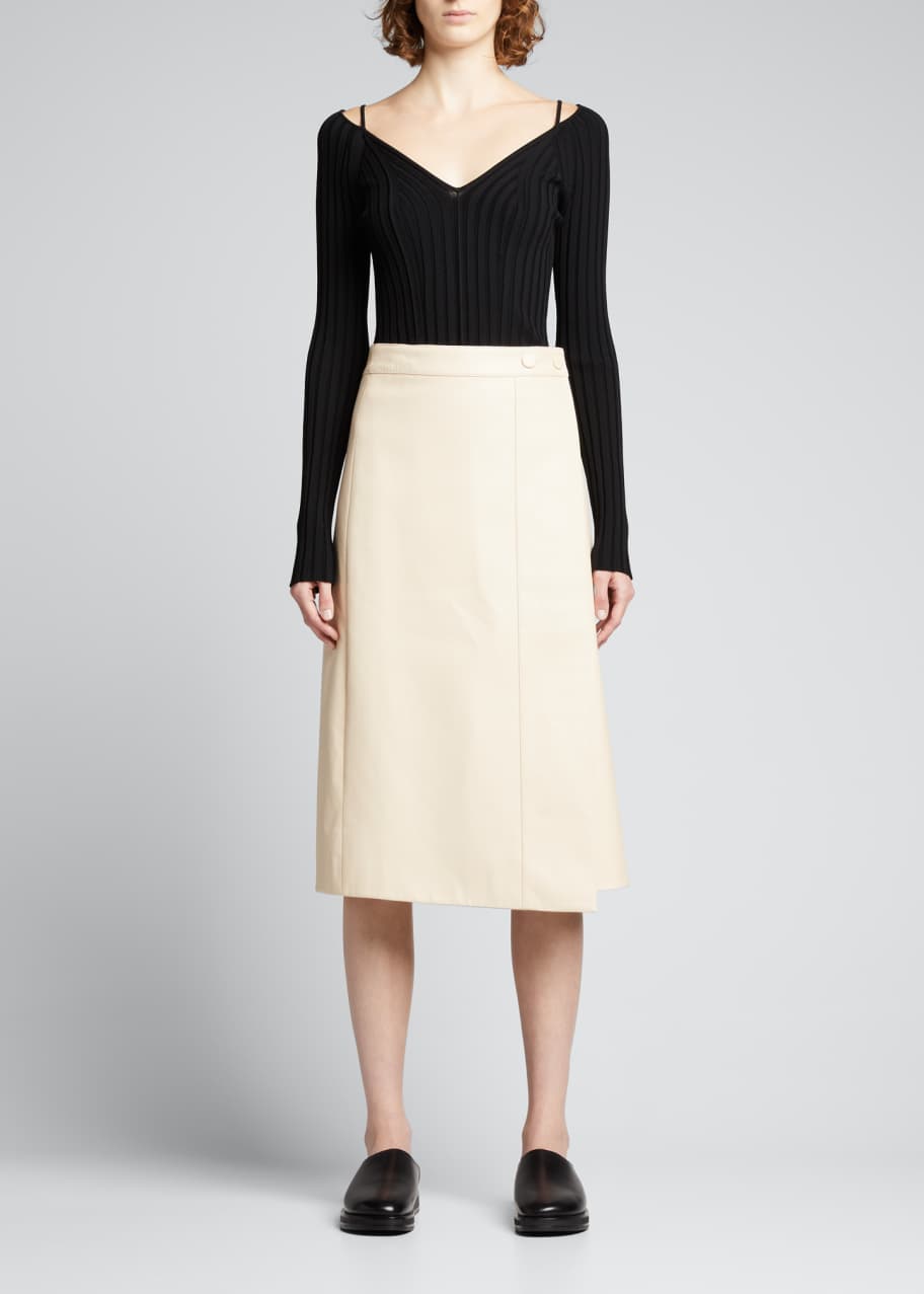 White leather wrap skirt cheap