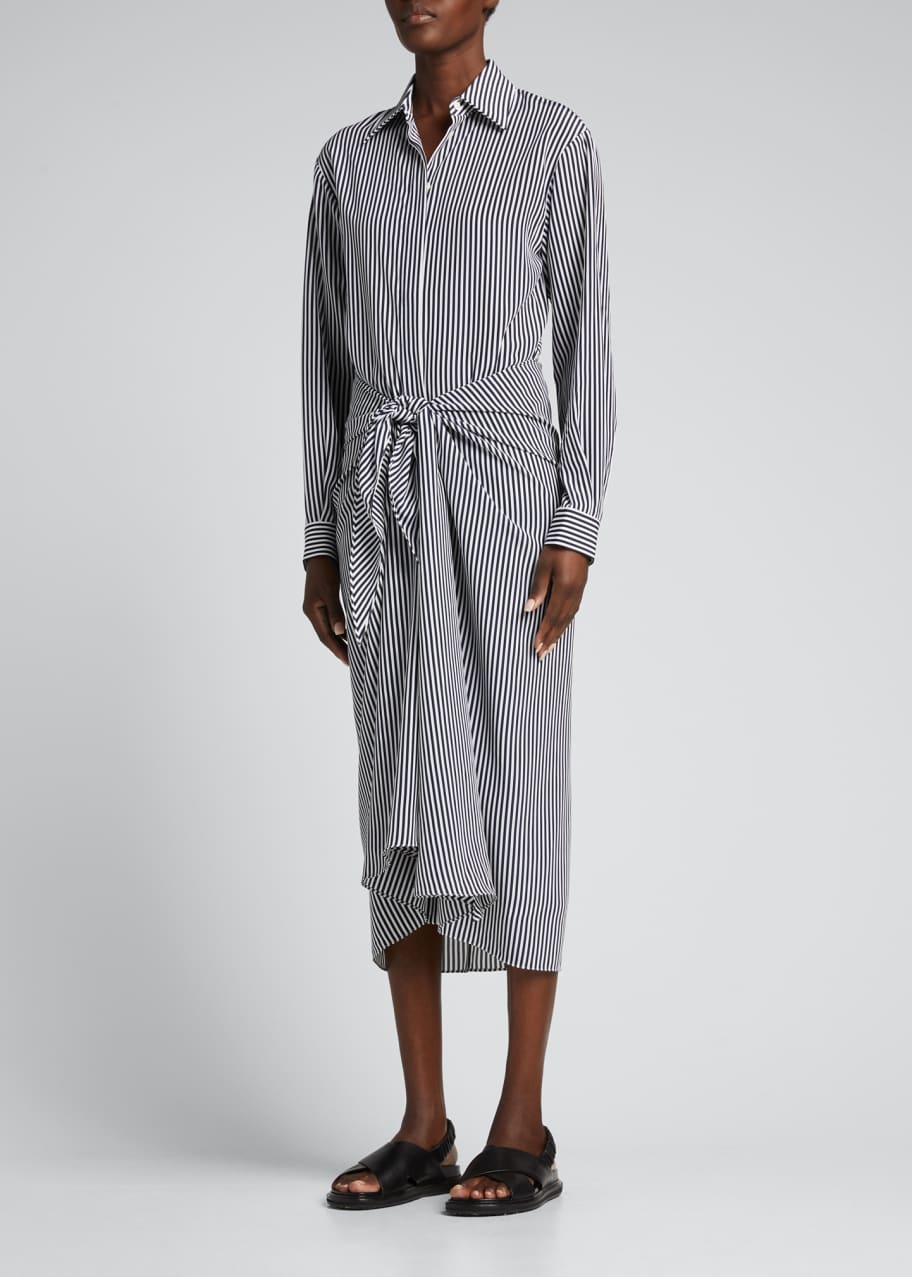 Michael Kors Collection Striped Tie-Front Sarong Midi Shirtdress - Bergdorf  Goodman