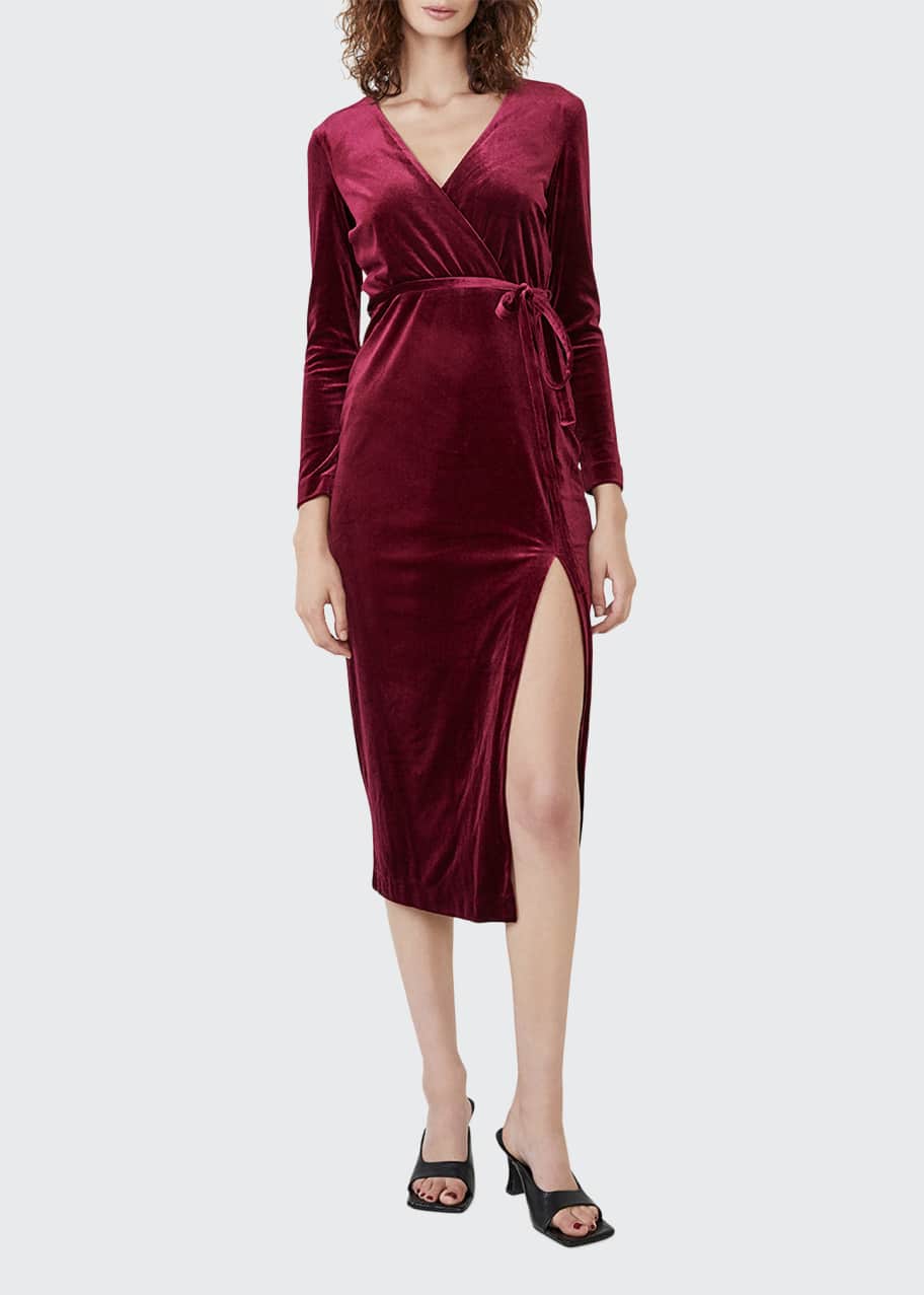 knee length dresses for ladies Magenta Bardot Velvet Dress  Rosies Closet