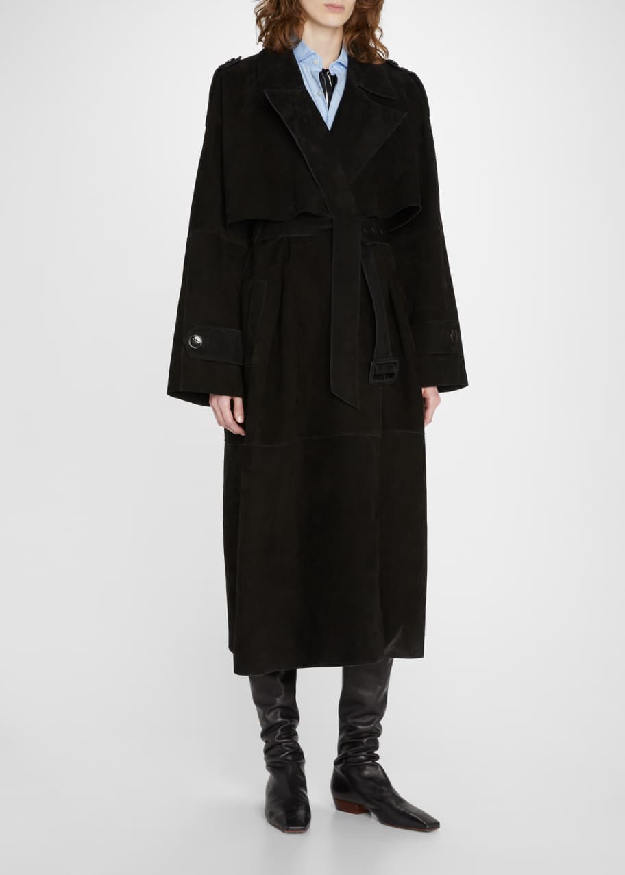 Toteme Suede Belted Trench Coat - Bergdorf Goodman