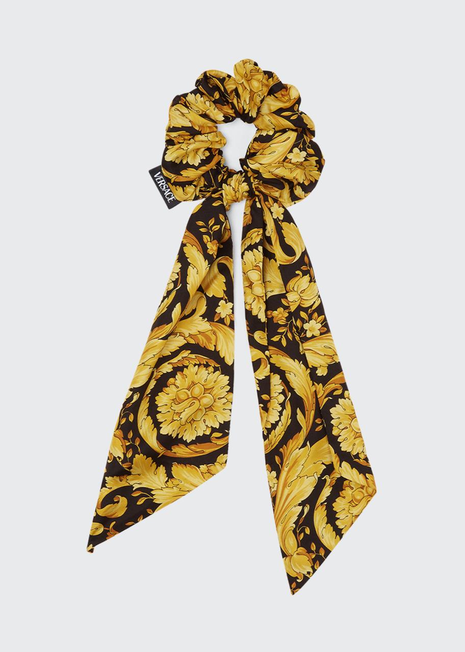 Versace Barocco-Print Tie Scrunchie - Bergdorf Goodman