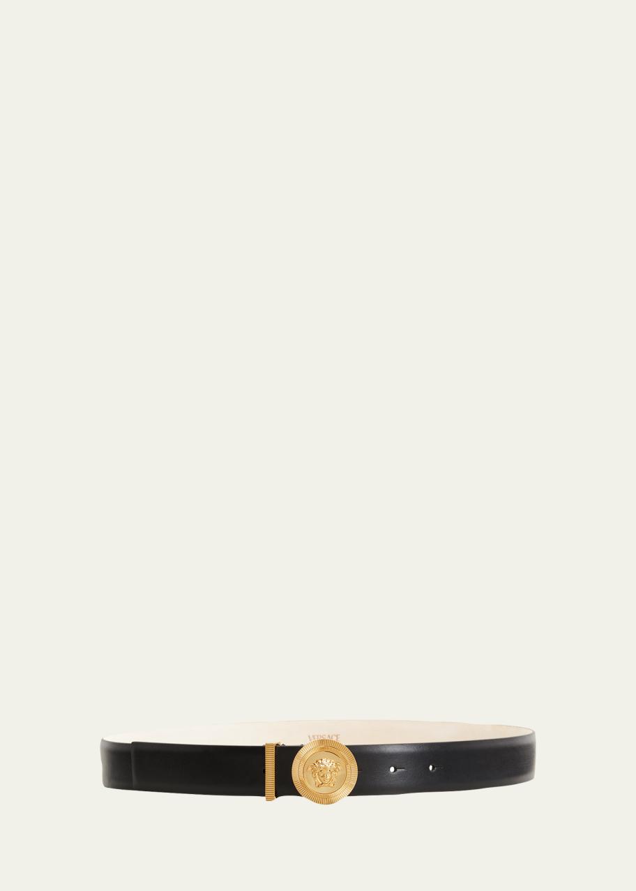 New Versace Medusa Coin Leather Belt Versace Medusa Charm Leather & Brass Belt | Neiman Marcus main image 3
