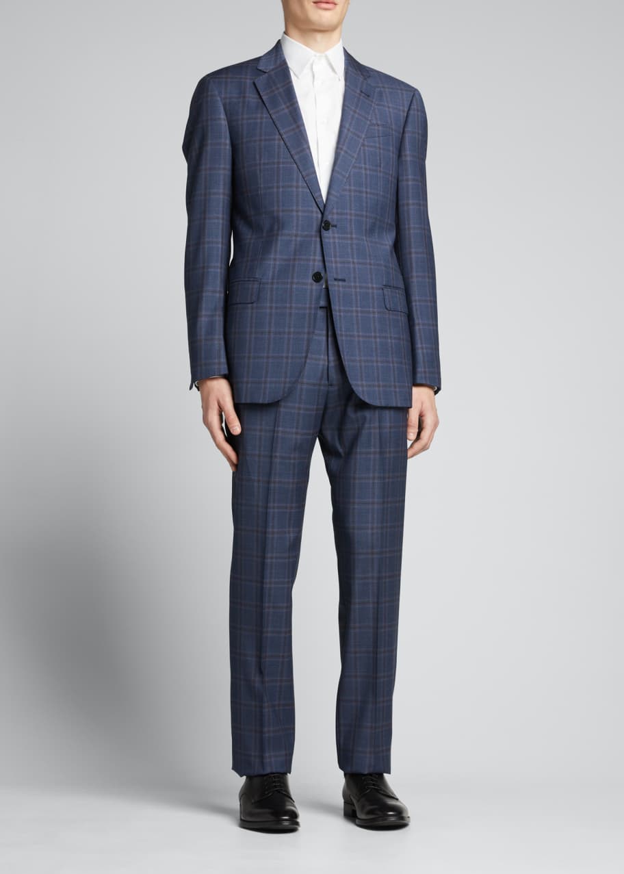 Emporio Armani Men's G-Line Windowpane Two-Piece Wool Suit - Bergdorf ...