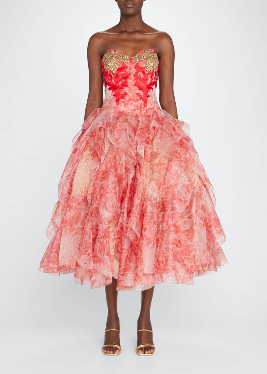 coral embroidered dress One Size Soft Coral Ornate Embroidered Scarf Midi Dress main image 1