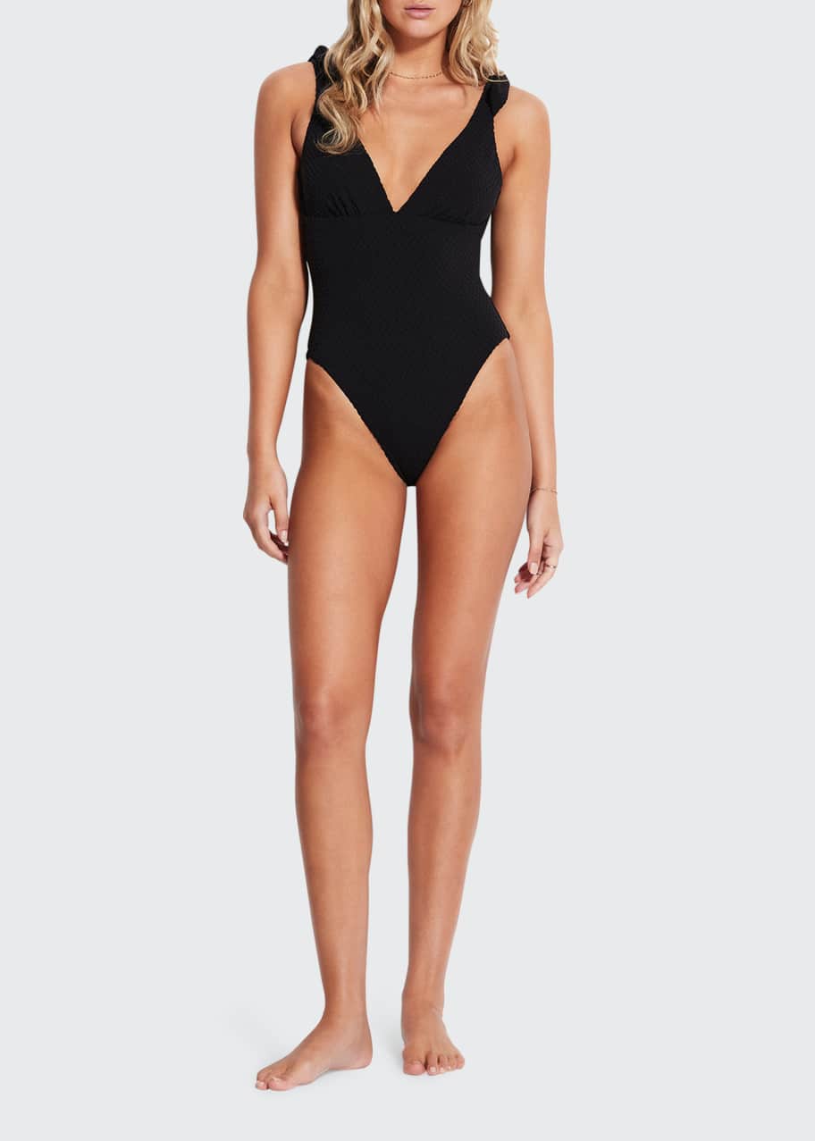 Seafolly Riviera Deep V OnePiece Swimsuit Bergdorf Goodman