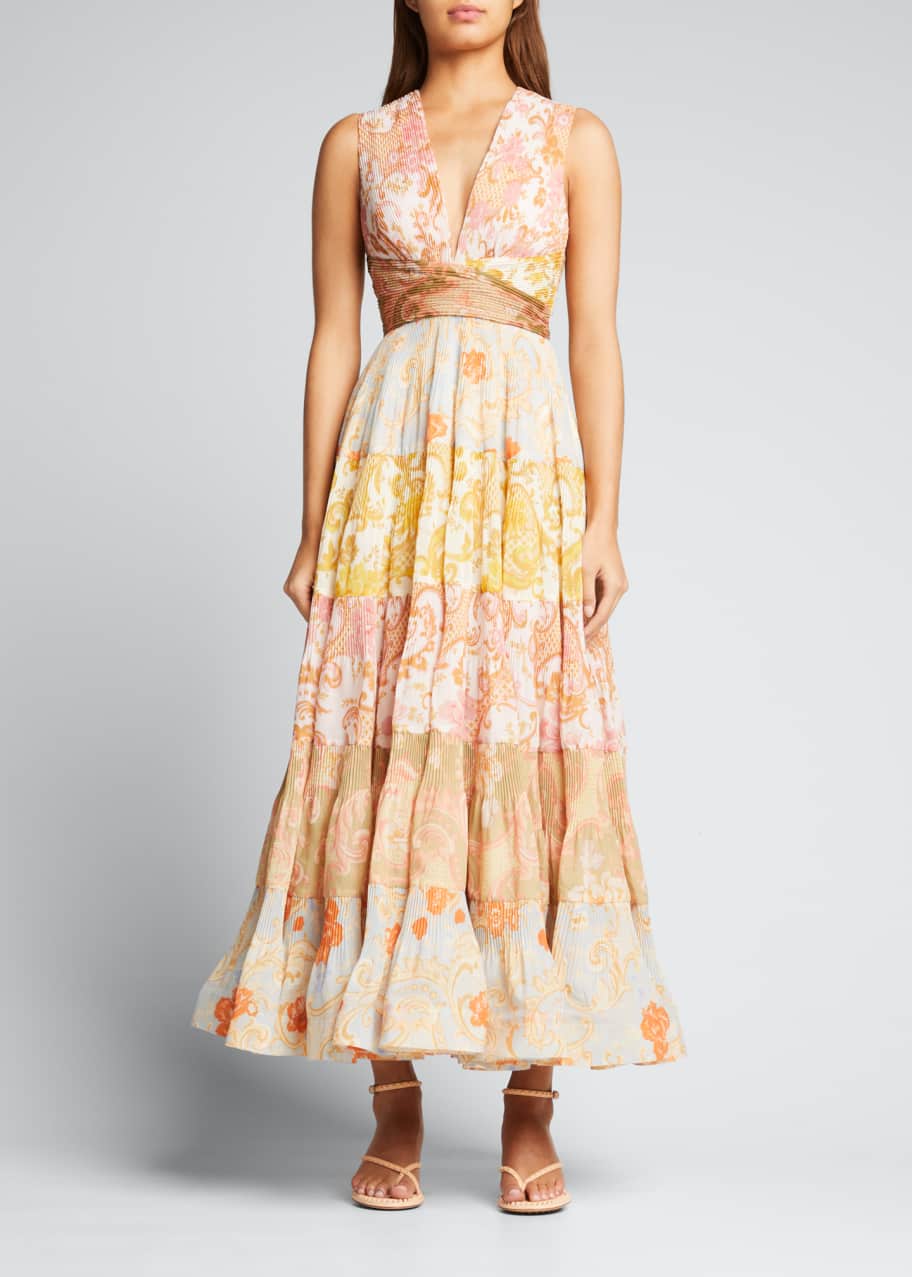 Zimmermann Postcard Pleated Midi Dress Bergdorf Goodman