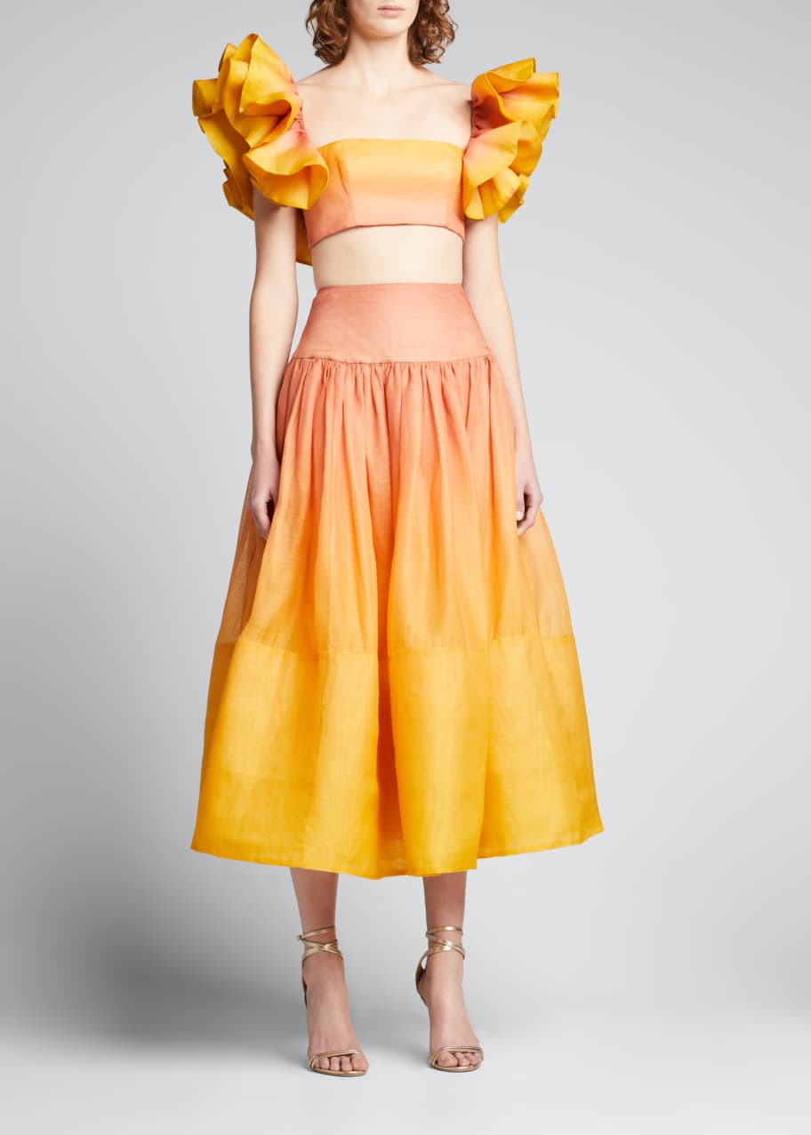 スカート ZIMMERMANN Women Skirts 0726SF241SPIC Orange Zimmermann 'illustration' Midi Skirt | italist