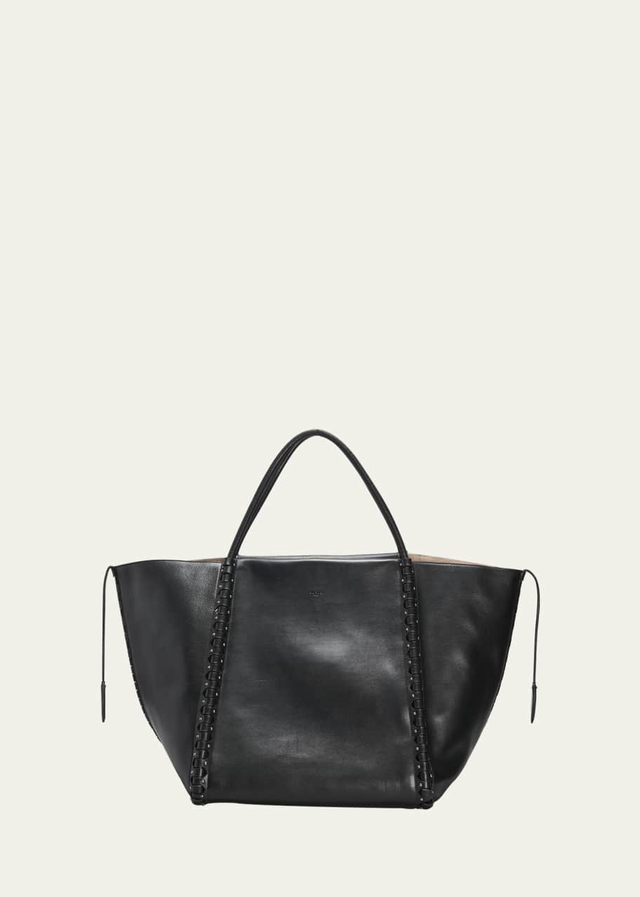 Saint Laurent Large Leather Shopping Tote Bag, White - Bergdorf Goodman