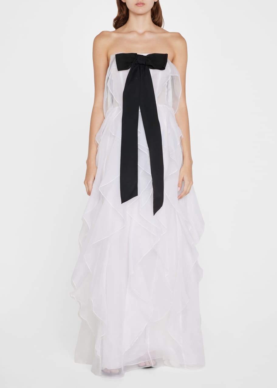 Carolina Herrera Cascading Ruffle Gown w/ Bow - Bergdorf Goodman