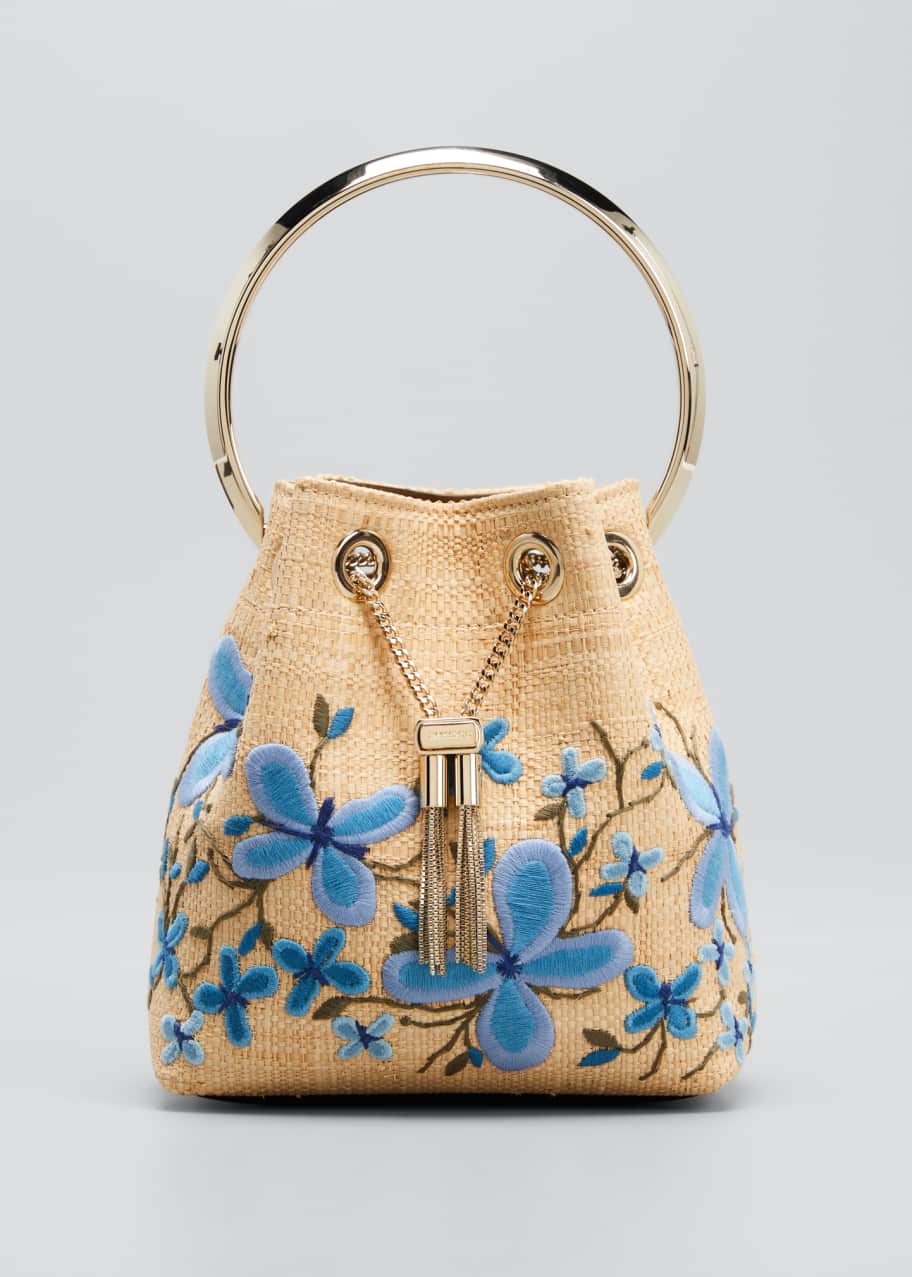 【25SS NEW】Jimmy Choo / Bon Bon フラワー装飾 ハンドバッグ Jimmy Choo Bon Bon Flower Embroidery Top-Handle Bag