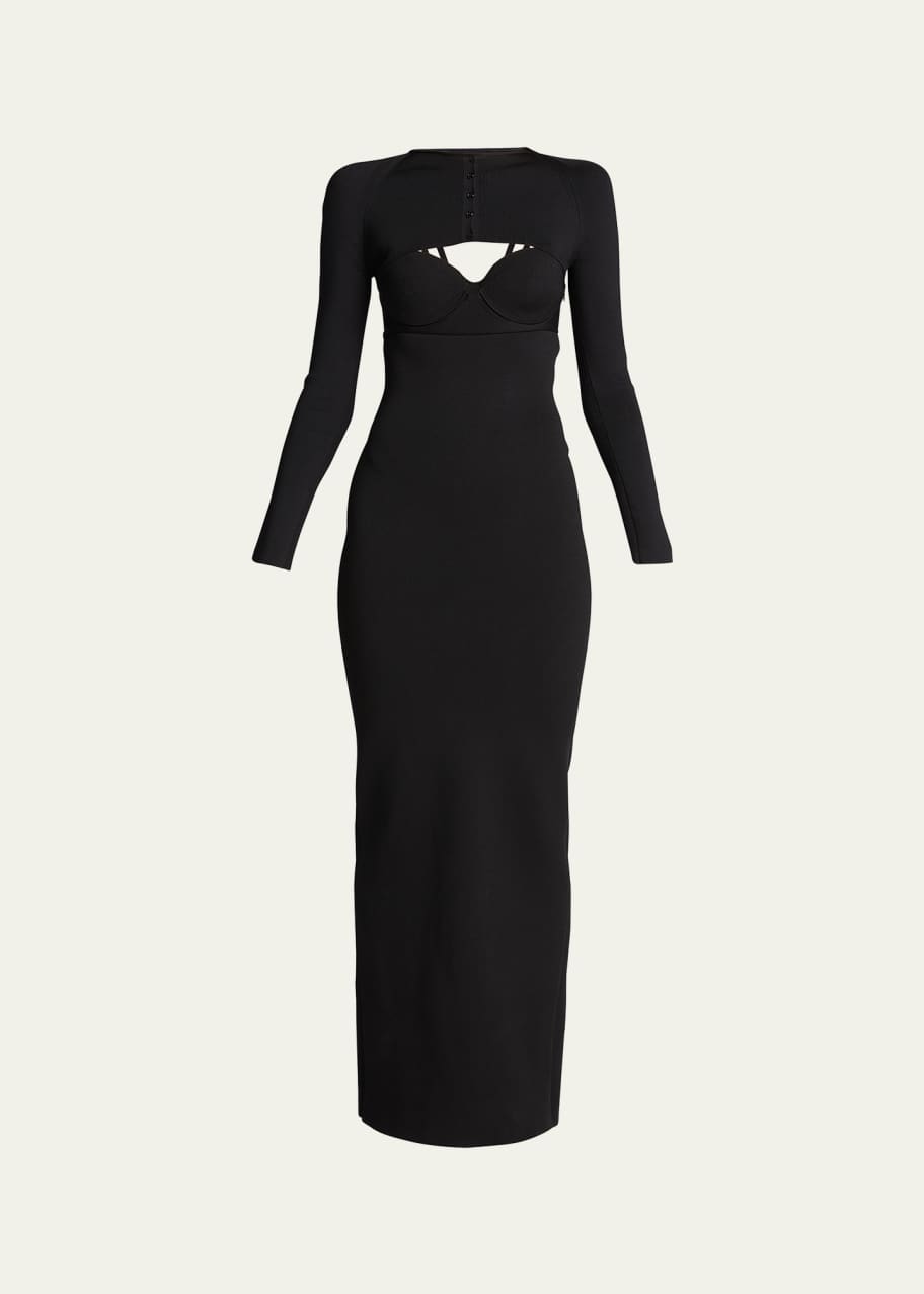 Brandon Maxwell Knit Bustier Dress w/ Removable Shrug - Bergdorf Goodman